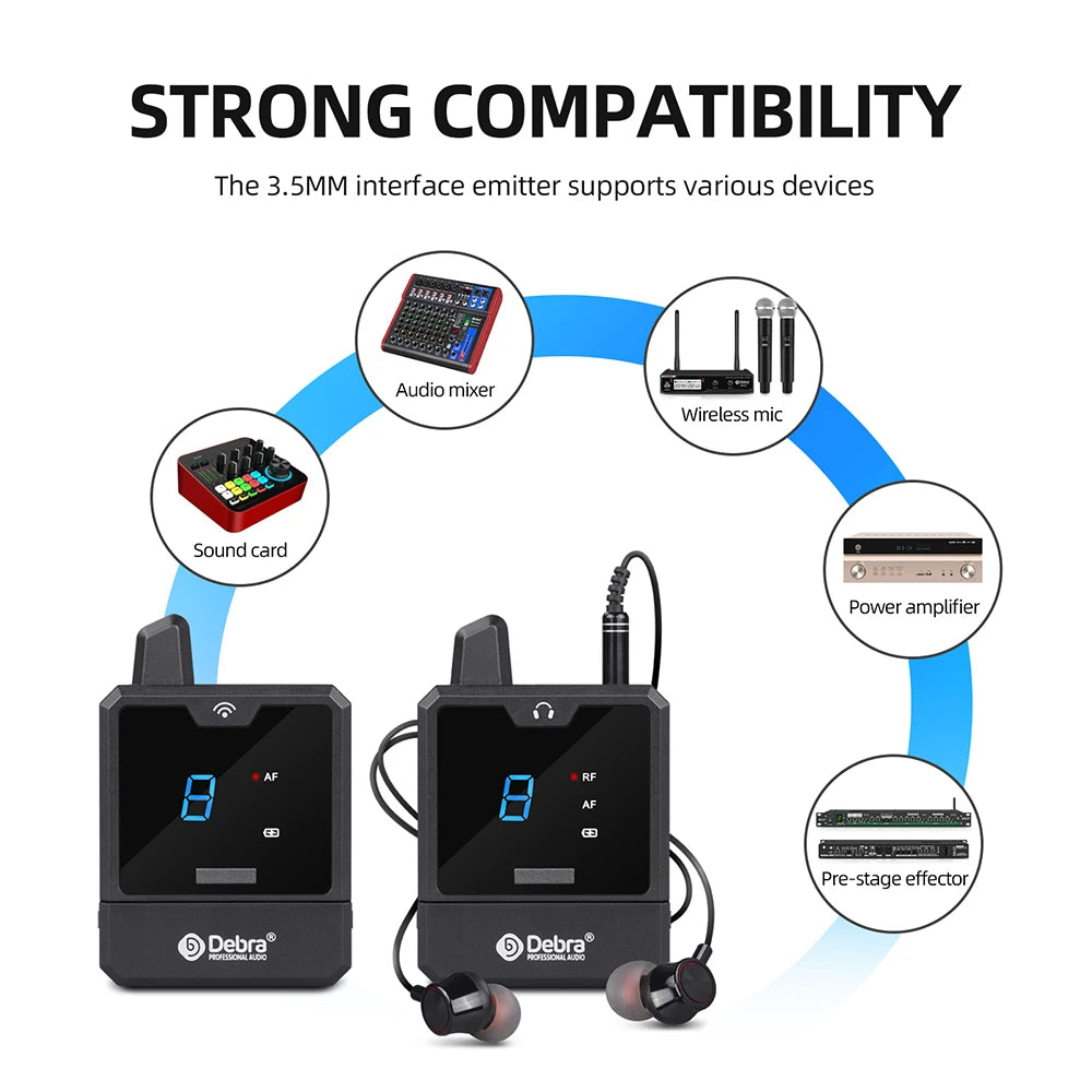 Debra UHF Wireless In-Ear Monitor System – Rechargeable IEM for Live Audio