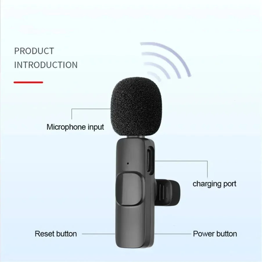Portable Wireless Lavalier Microphone with Receiver