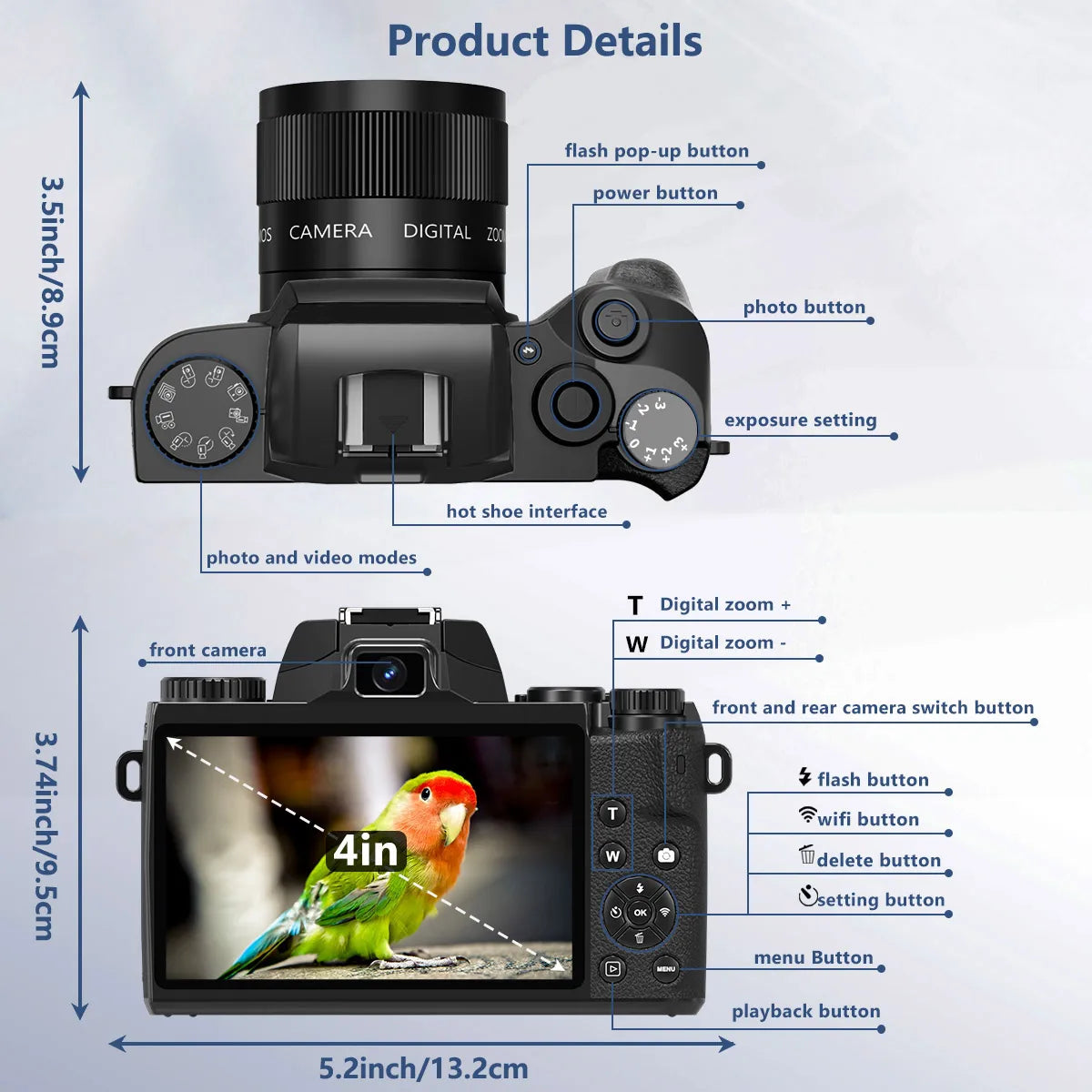 4K 64MP Vlogging DSLR Camera with Touchscreen