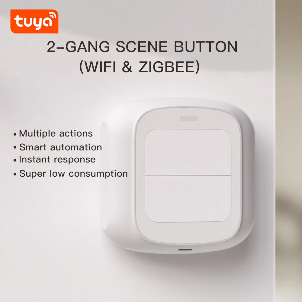 Tuya WiFi/ZigBee 2-Gang Wireless Scene Switch