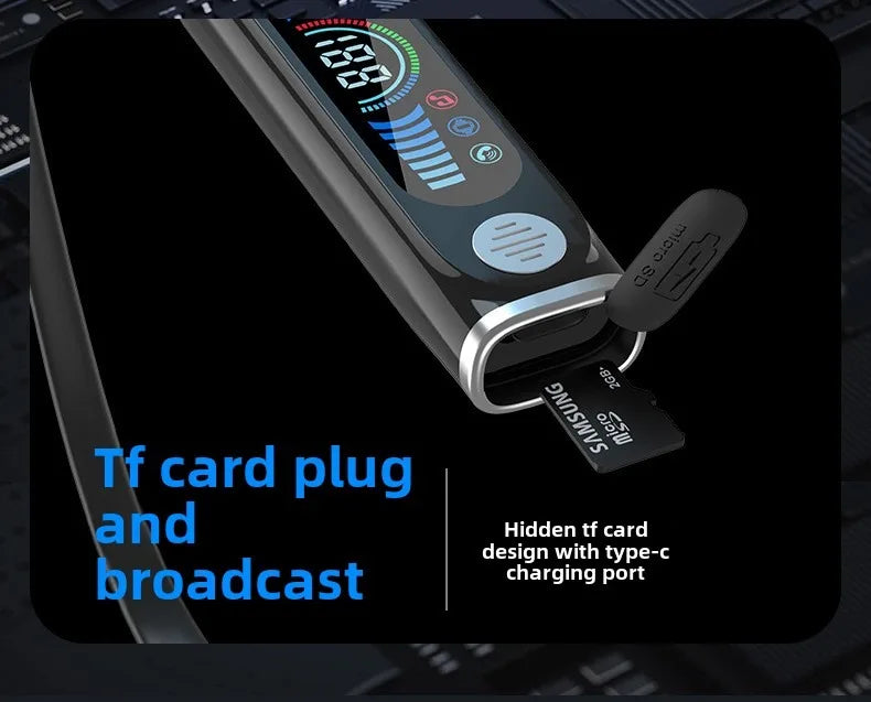 LCD Bluetooth Sports Neckband Headset with TF Card & Power Display