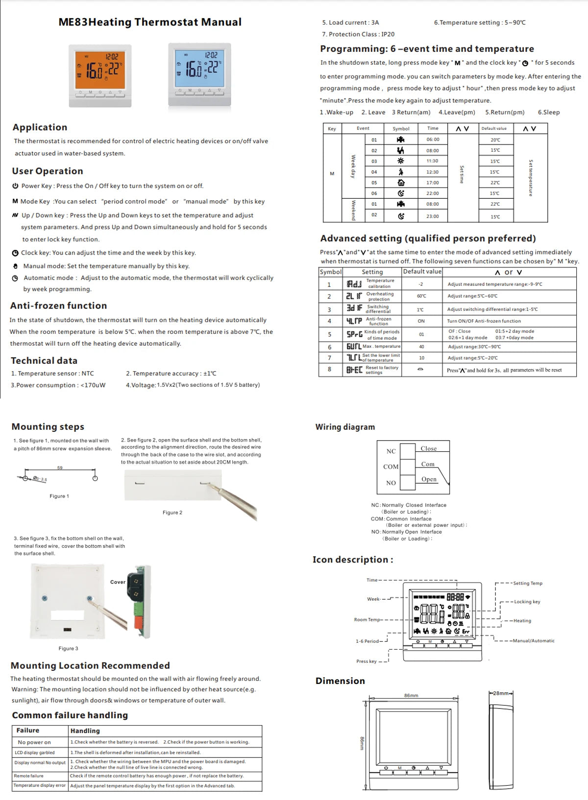 Smart Thermostat Hygrometer with Child Lock & Backlight
