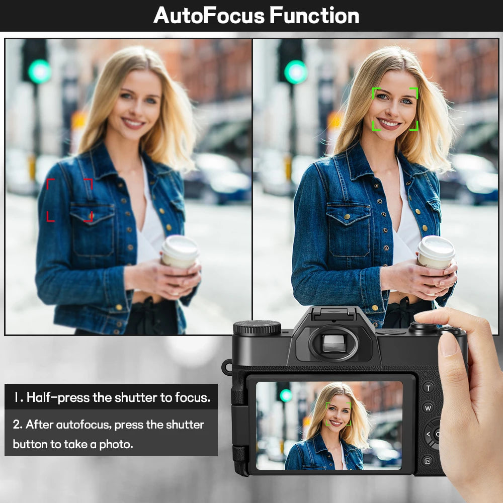 64MP 4K Compact Vlogging Camera with WiFi & Flip Screen