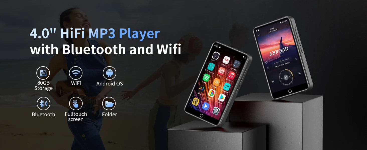 ZAQE Bluetooth & WiFi MP3/MP4 Player with App Support