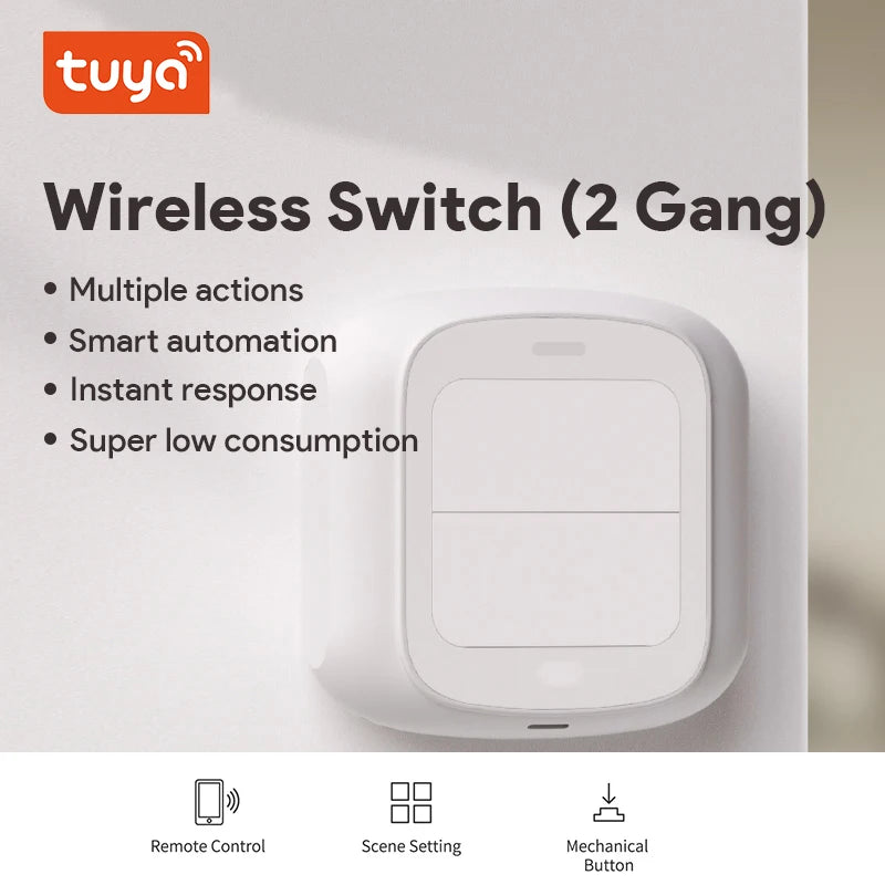 Tuya WiFi/ZigBee 2-Gang Wireless Scene Switch