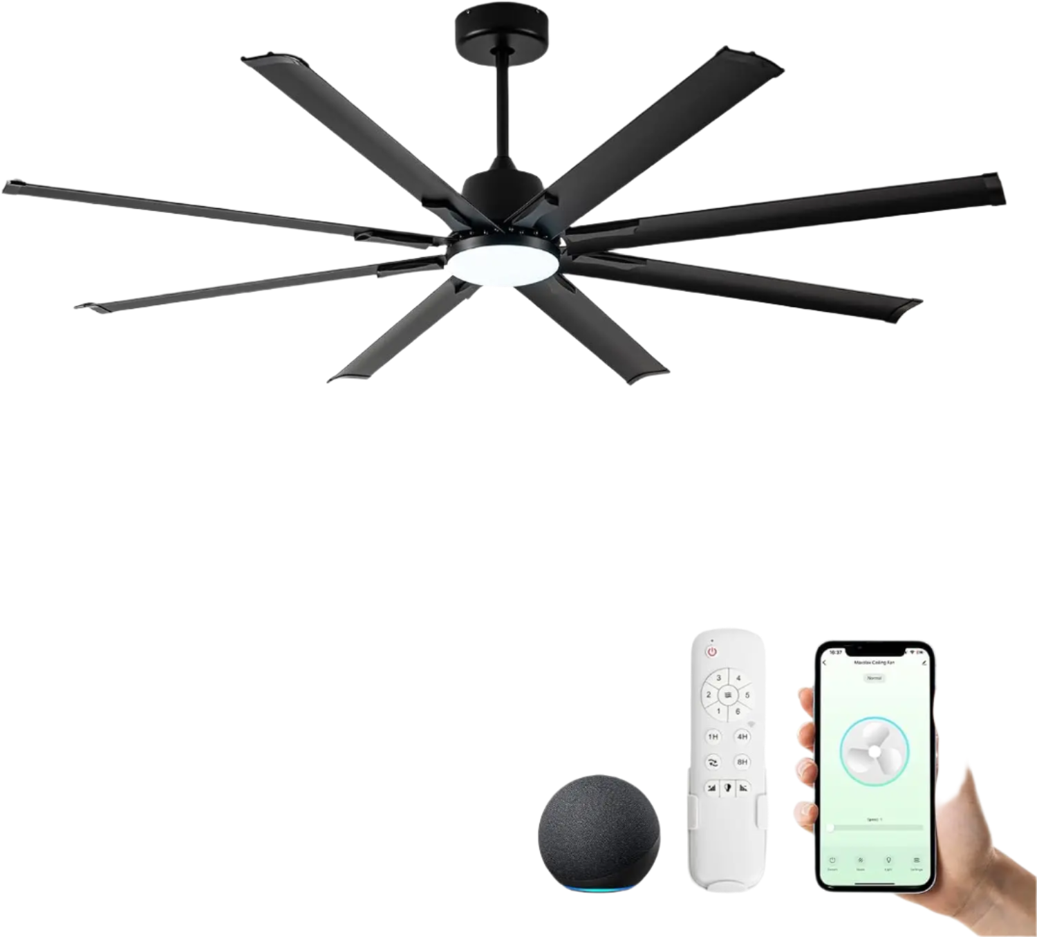 72" Industrial Ceiling Fan with Light & Alexa