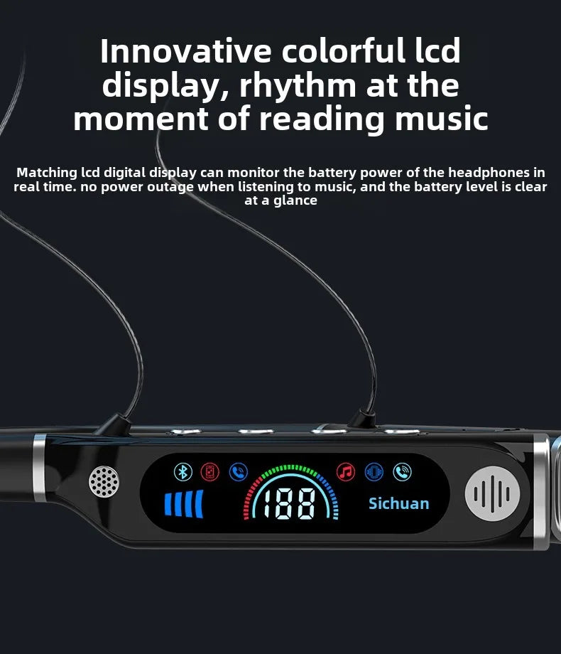 LCD Bluetooth Sports Neckband Headset with TF Card & Power Display