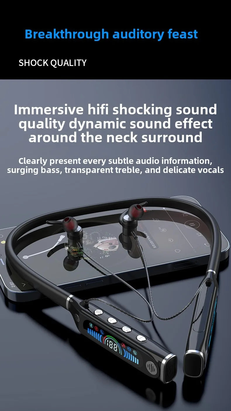 LCD Bluetooth Sports Neckband Headset with TF Card & Power Display