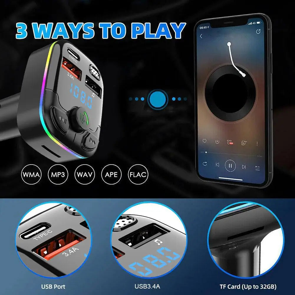 Bluetooth 5.0 FM Transmitter Car MP3 Player