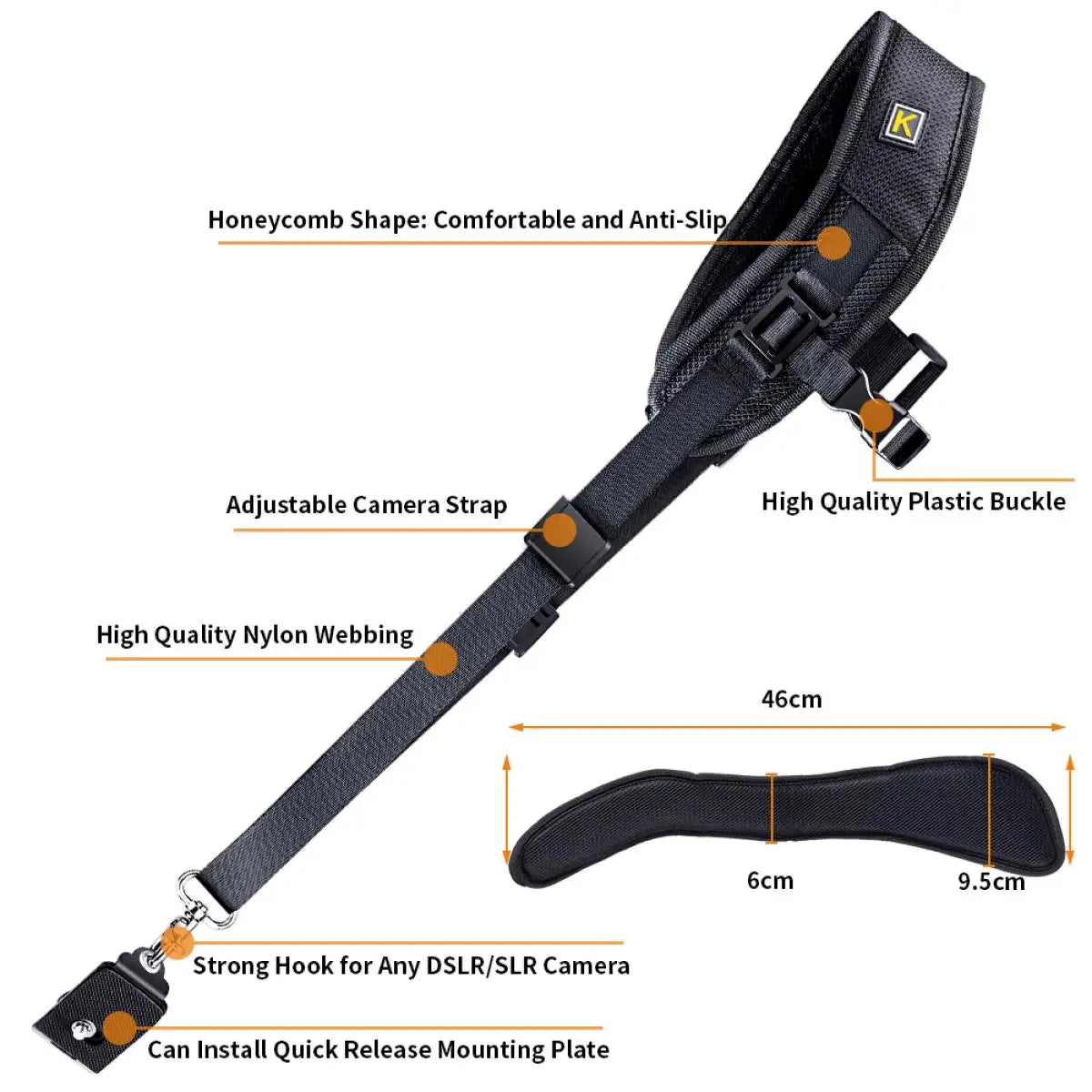 K Dual Shoulder Camera Strap – Quick Release Belt for DSLR & Camcorders